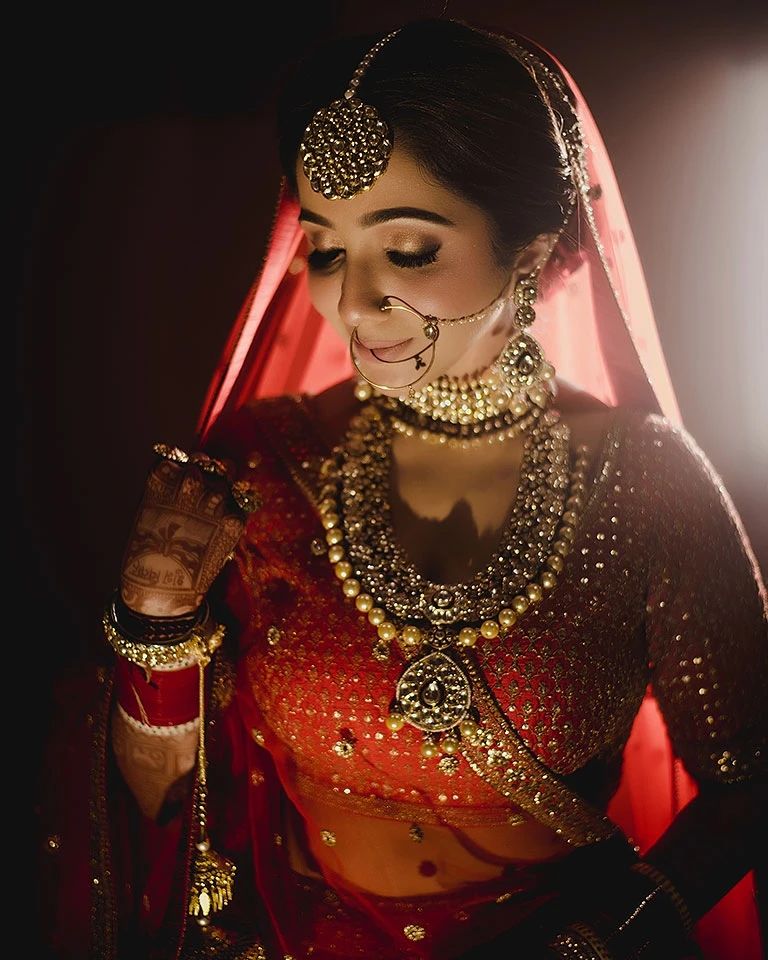 Bride portrait in warm golden light